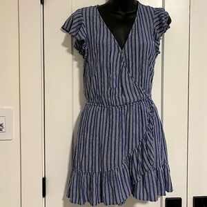 American Eagle Blue Striped Wrap Short Summer‎ Mini Dress Size Small